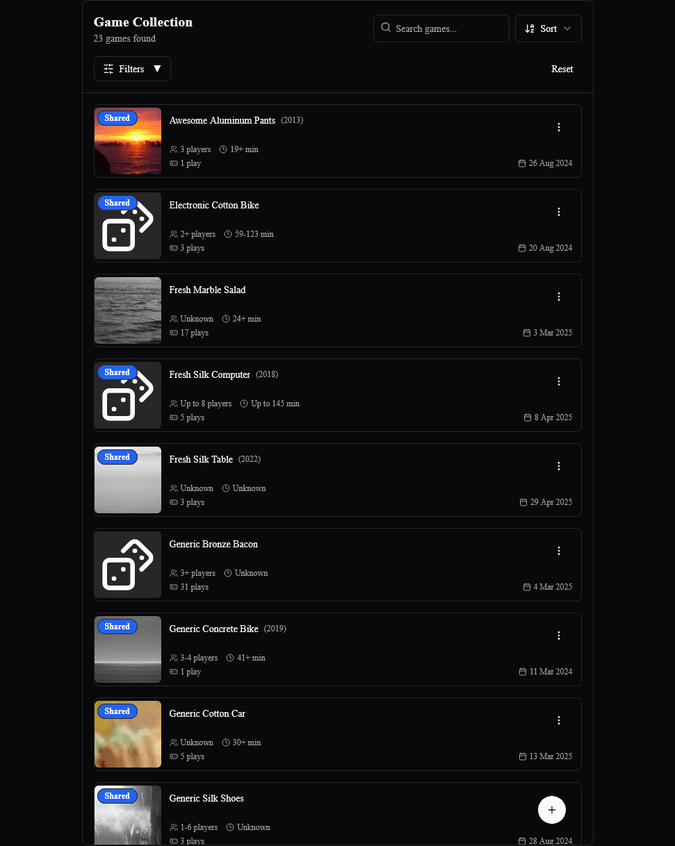 Game Collection Dark Mode