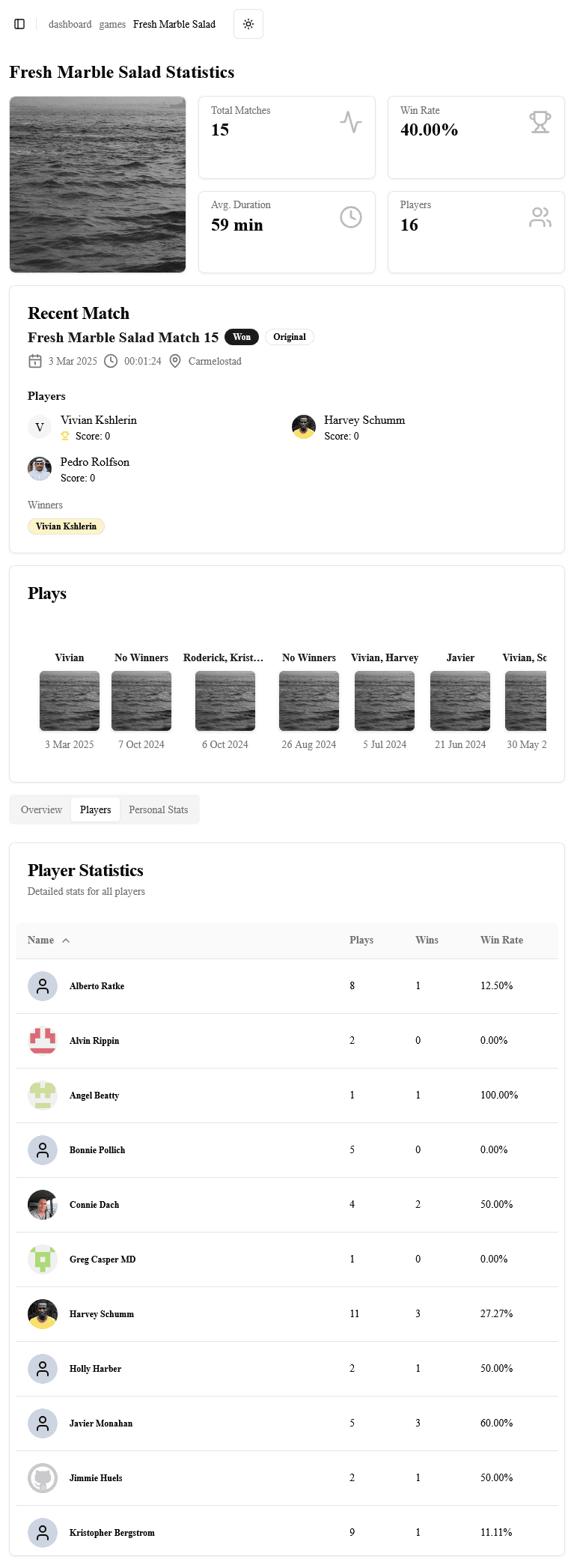 Game Statistics Light Mode